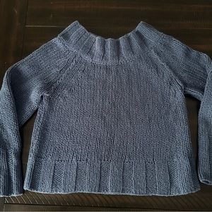 Free People blue, mock neck, cropped sweater.